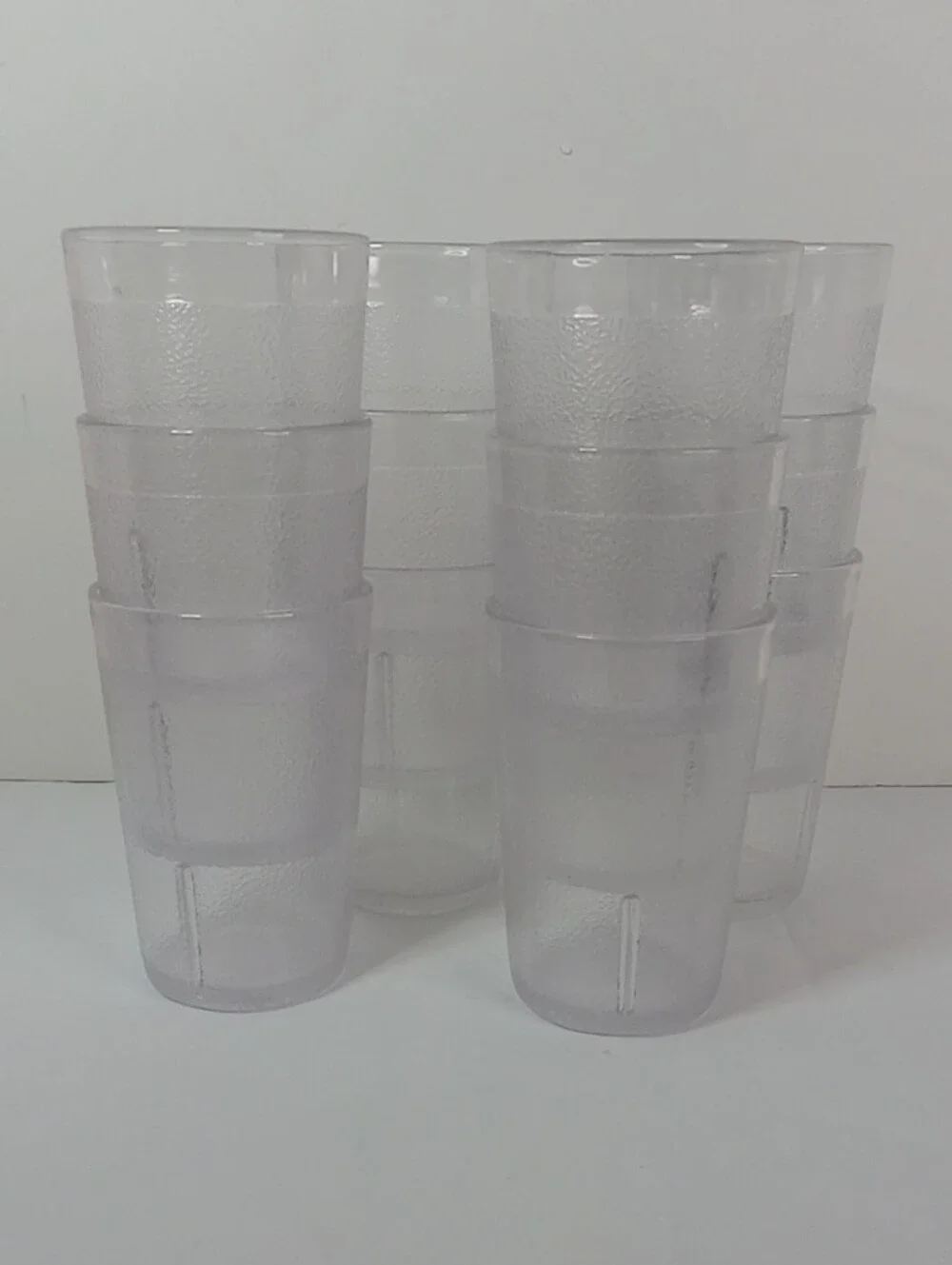 Vintage Texan Clear Pebble Textured Plastic Drinking Tumblers - Set of 10